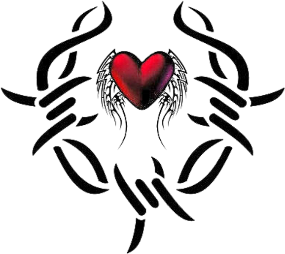 Tribal Heart Tattoos - Tribal Love Heart Tattoos (600x533)