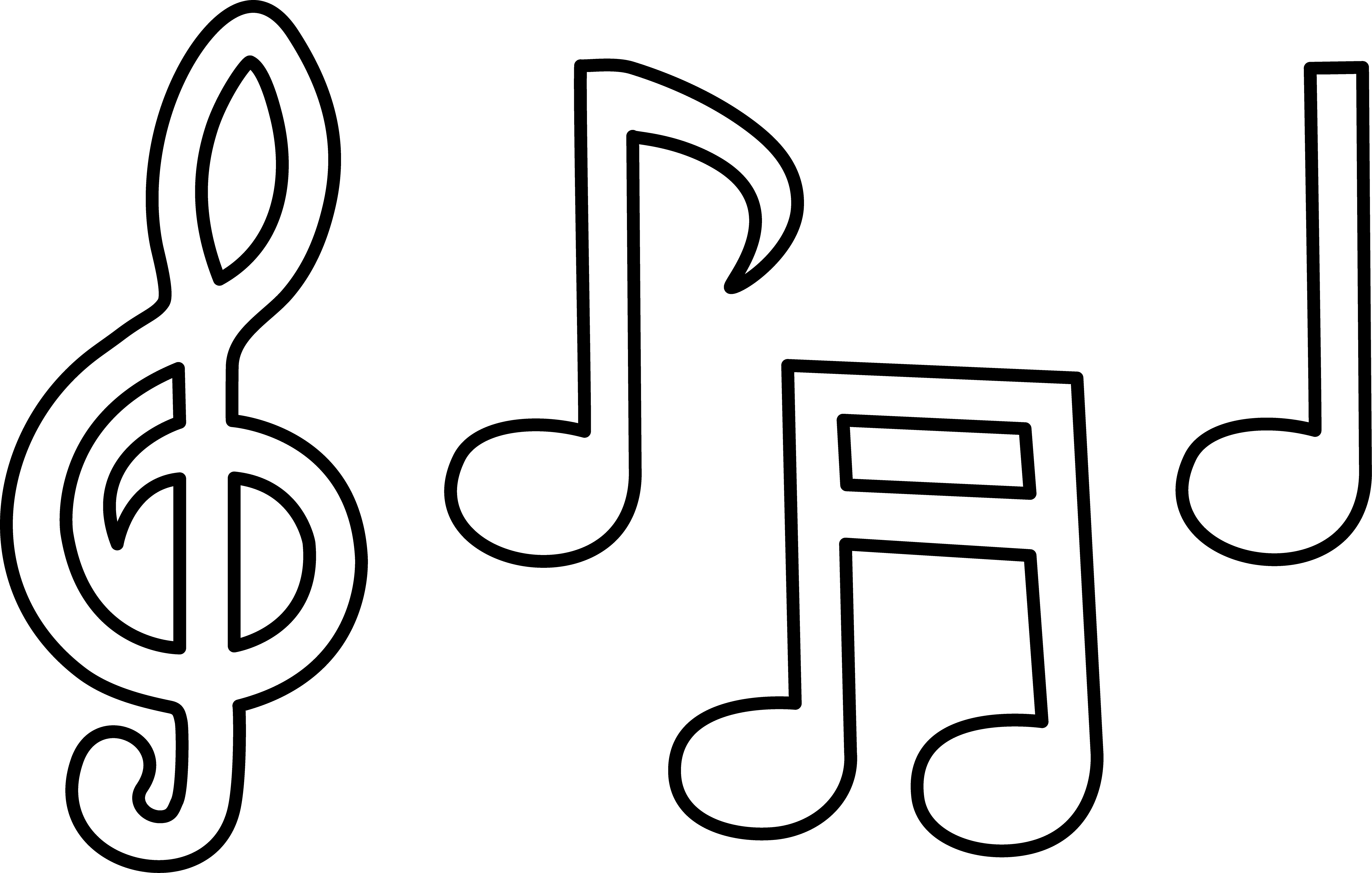 Music Notes Symbols Clip Art - Music Notes Coloring Pages (5355x3407)