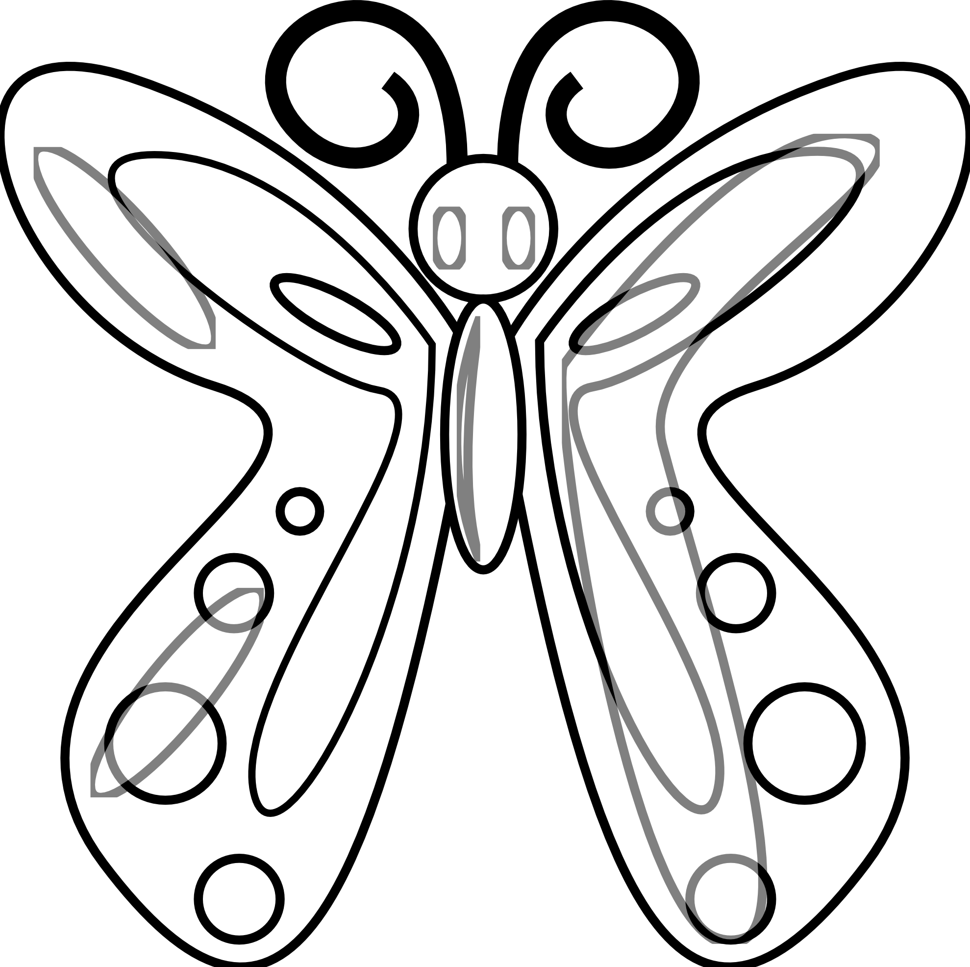 Butterfly Net Drawing Clipart Panda - Flower Clip Art Black And White (1979x1972)