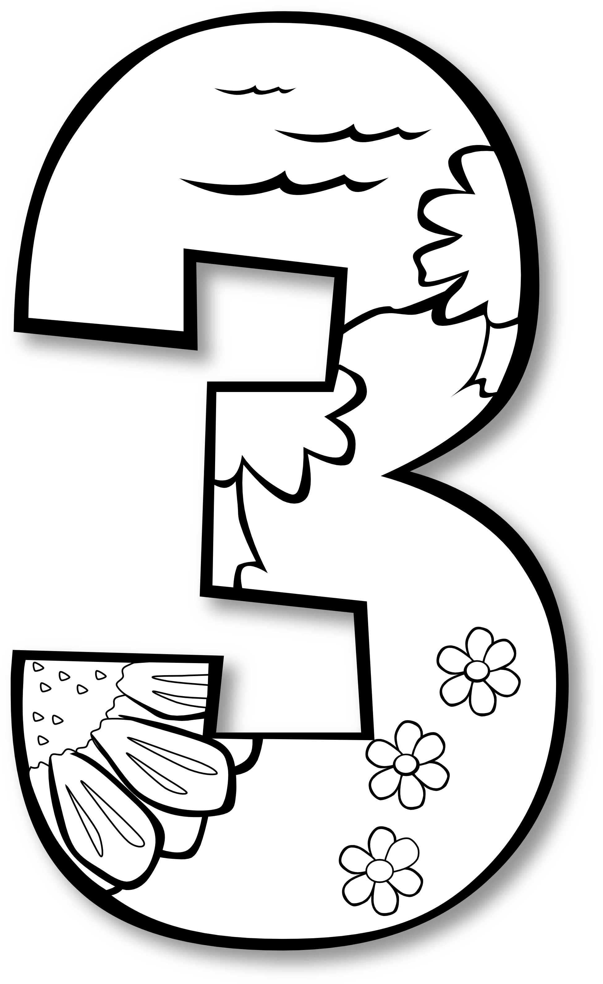 Number 2 Clip Art - Third Day Of Creation Coloring Page (1969x3202)