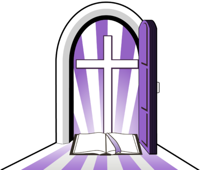 Purple Cross Doorway - Open Door Clip Art (400x339)