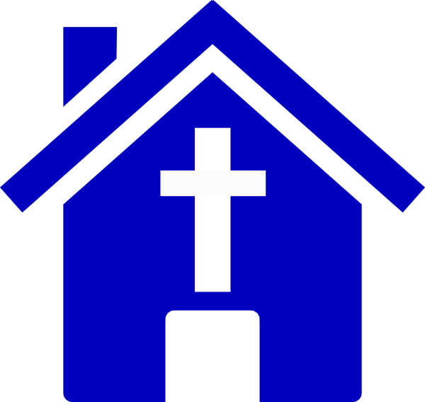 Church Clipart Online - Home Vector Png Blue (600x568)