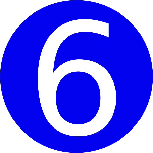 Blue, Rounded,with Number 6 Clip Art - Clipart For Number 6 (600x600)