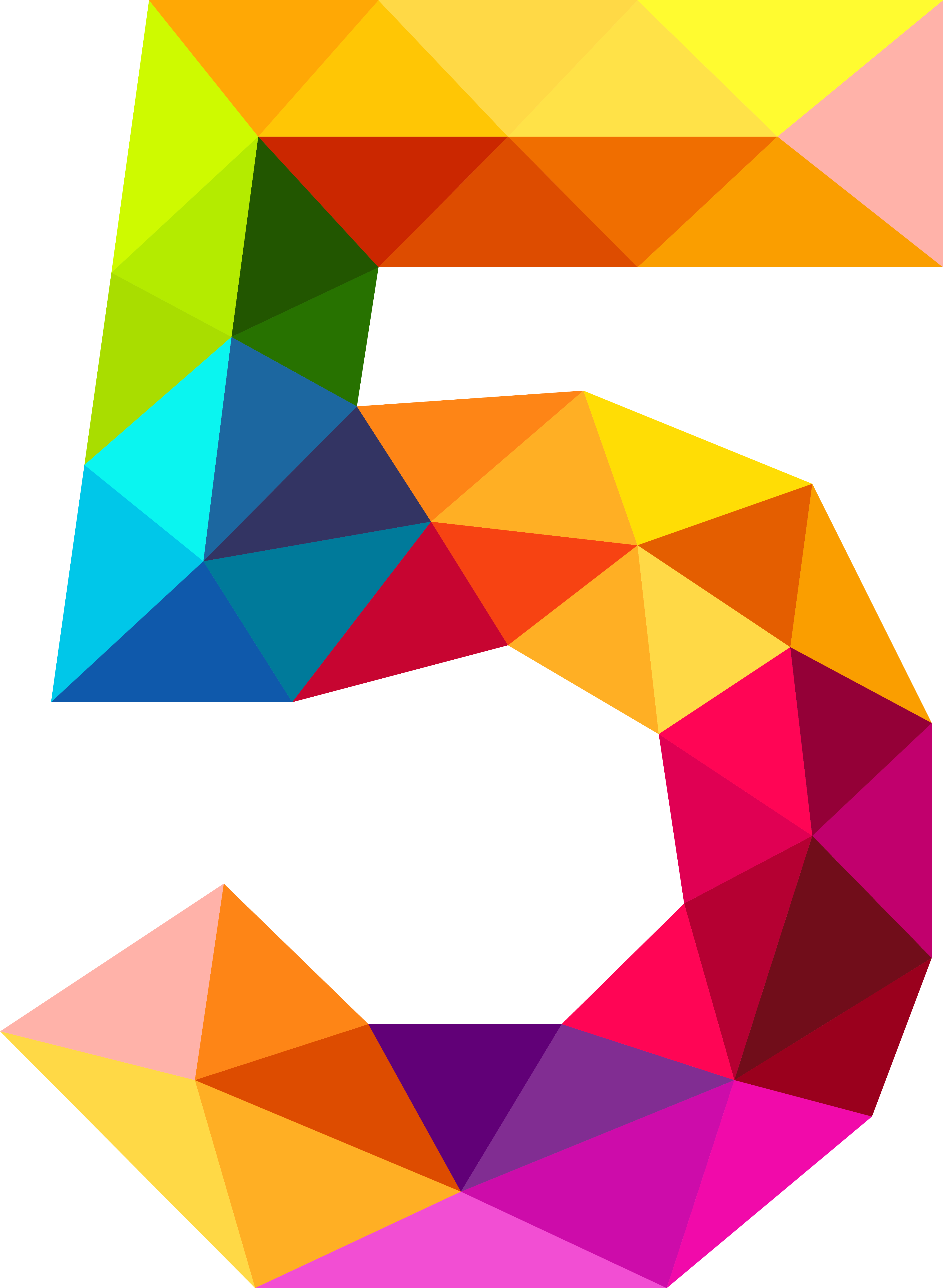 Colourful Triangles Number Five Png Clipart Image - Number Five Png (4179x5667)