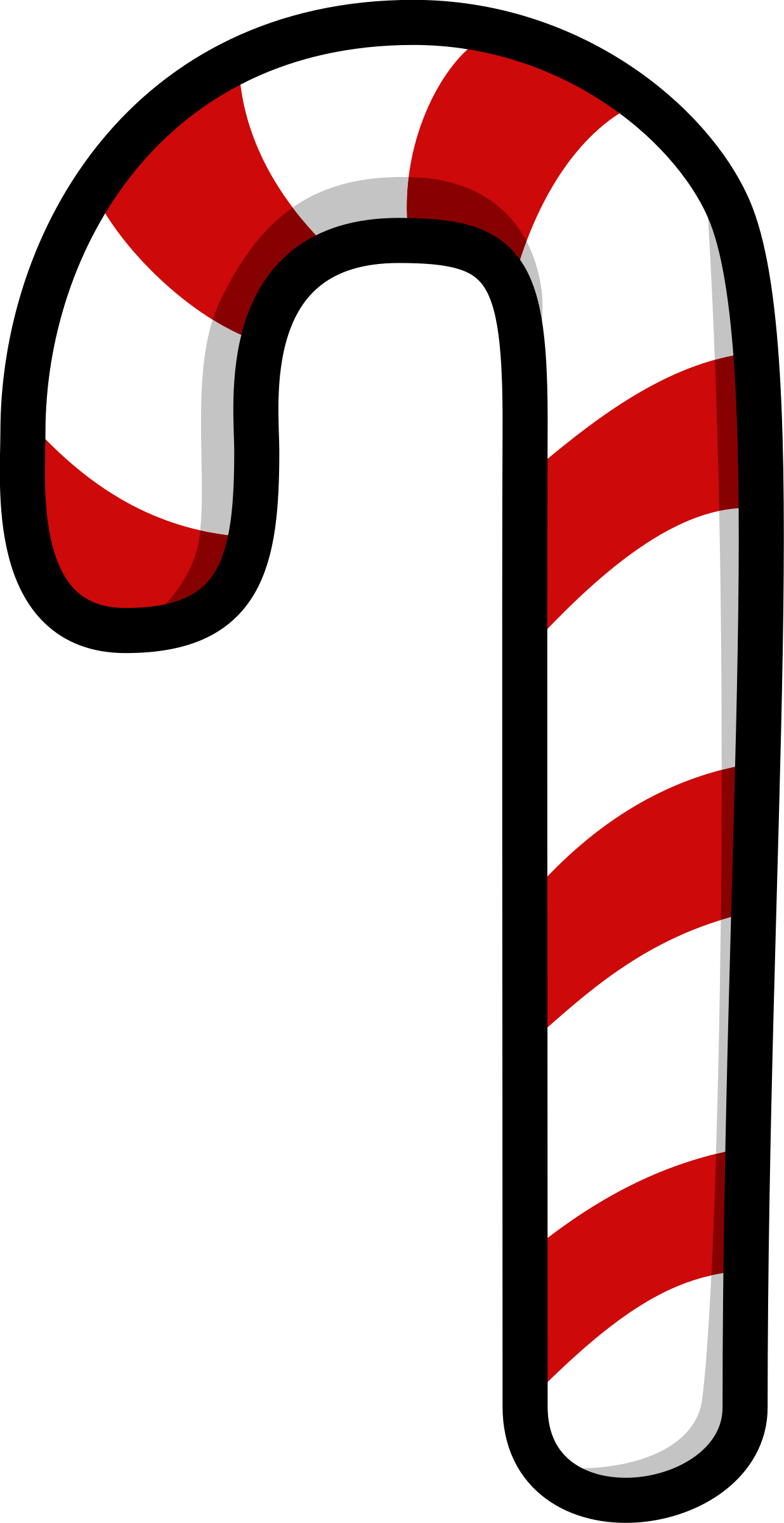 Number Clipart Candy Cane - Candy Cane (1236x2400)
