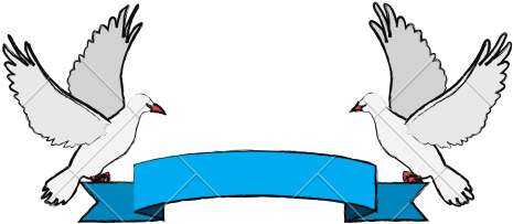 Two Doves Holding A Banner Ribbons Clip Art Isolated - Doves Holding Banner (550x550)