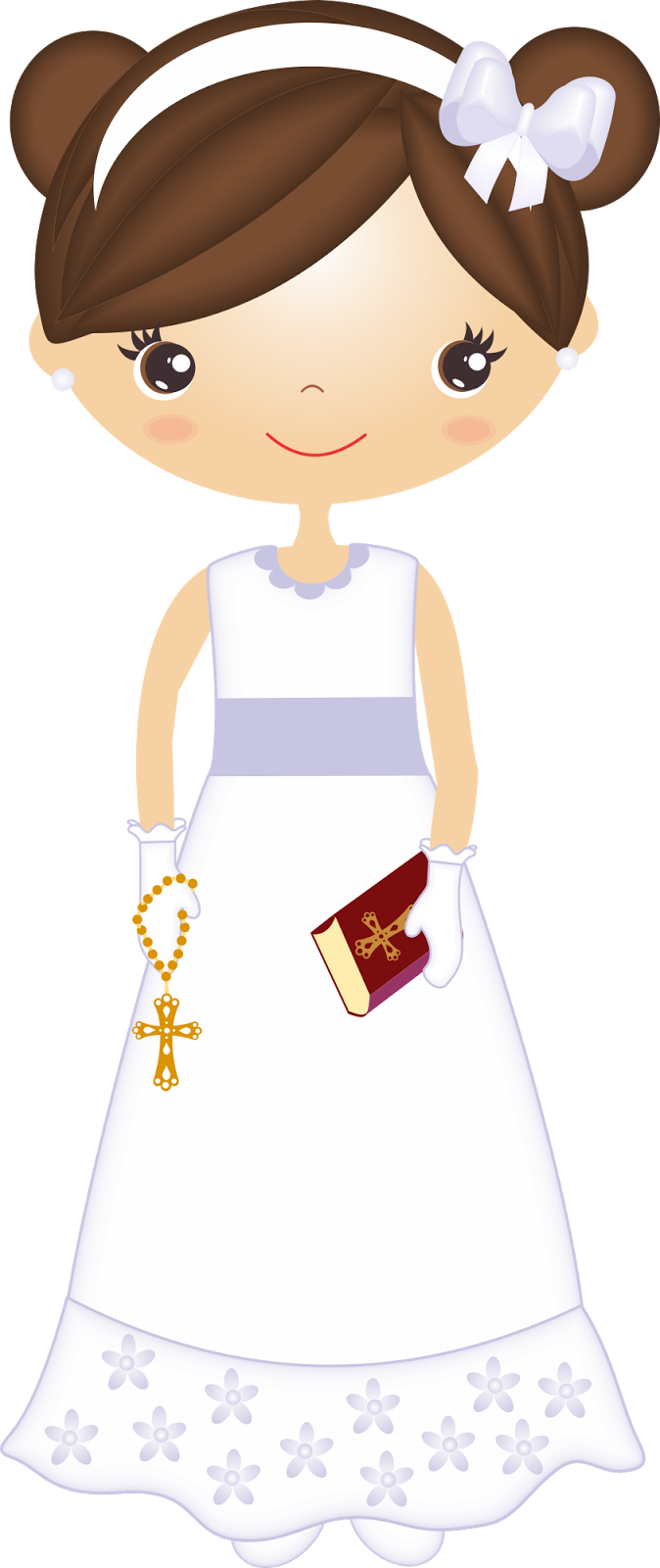 Clipart De Nenas En Su Primera Comunión - Communion Girl Clip Art (674x1600)