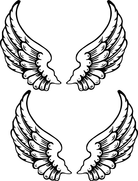 Angel Wings 1 Clip Art - Angel Wings Coloring (456x598)