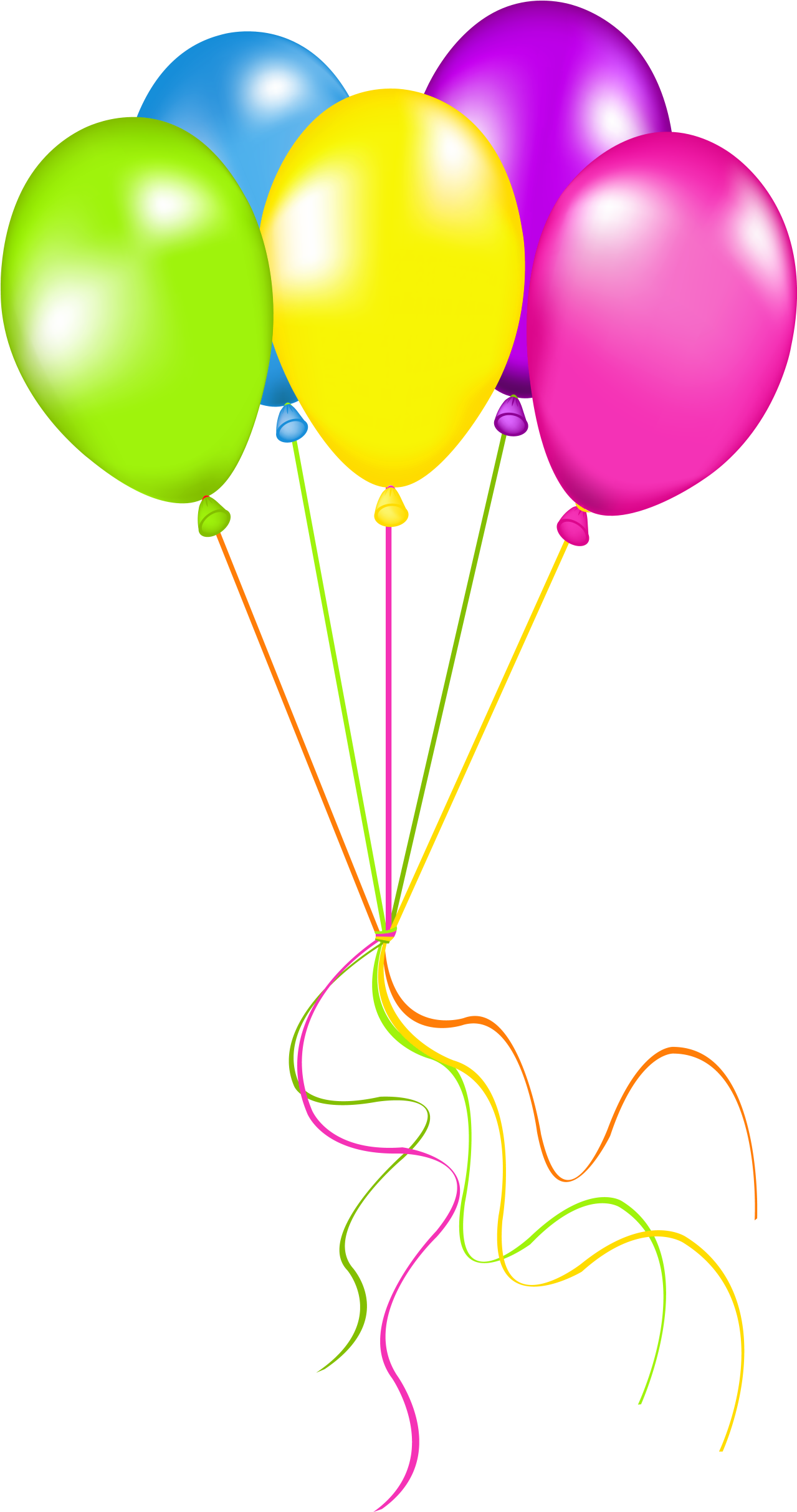 Birthday Clipart, Card Birthday, Birthday Wishes, Happy - Neon Balloons Clipart (1314x2464)
