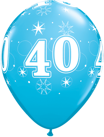 40th Birthday Robin's Egg Blue Latex Balloons - Happy Birthday Blue Balloon (342x451)