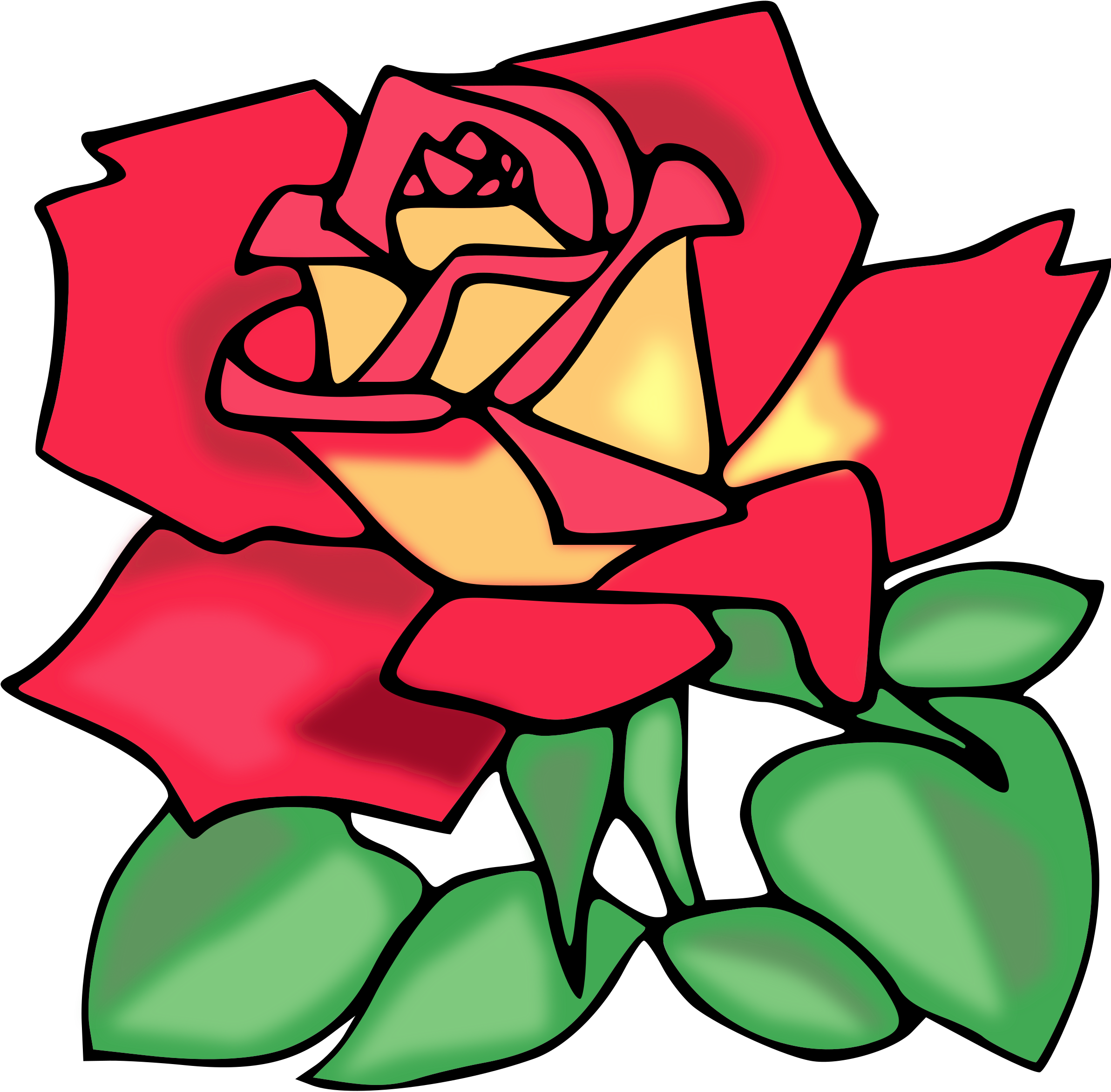 Red Rose Clip Art - Imagenes Para Estampar A Color (2400x2350)