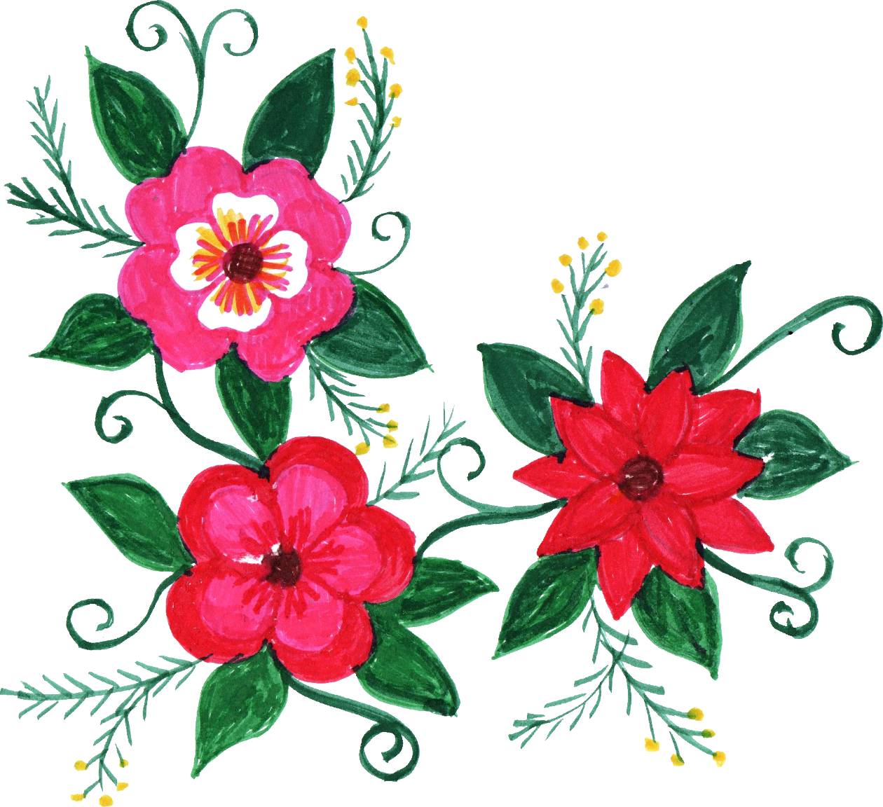 Flower Size - Ribbon Flower Corner Design (1260x1152)
