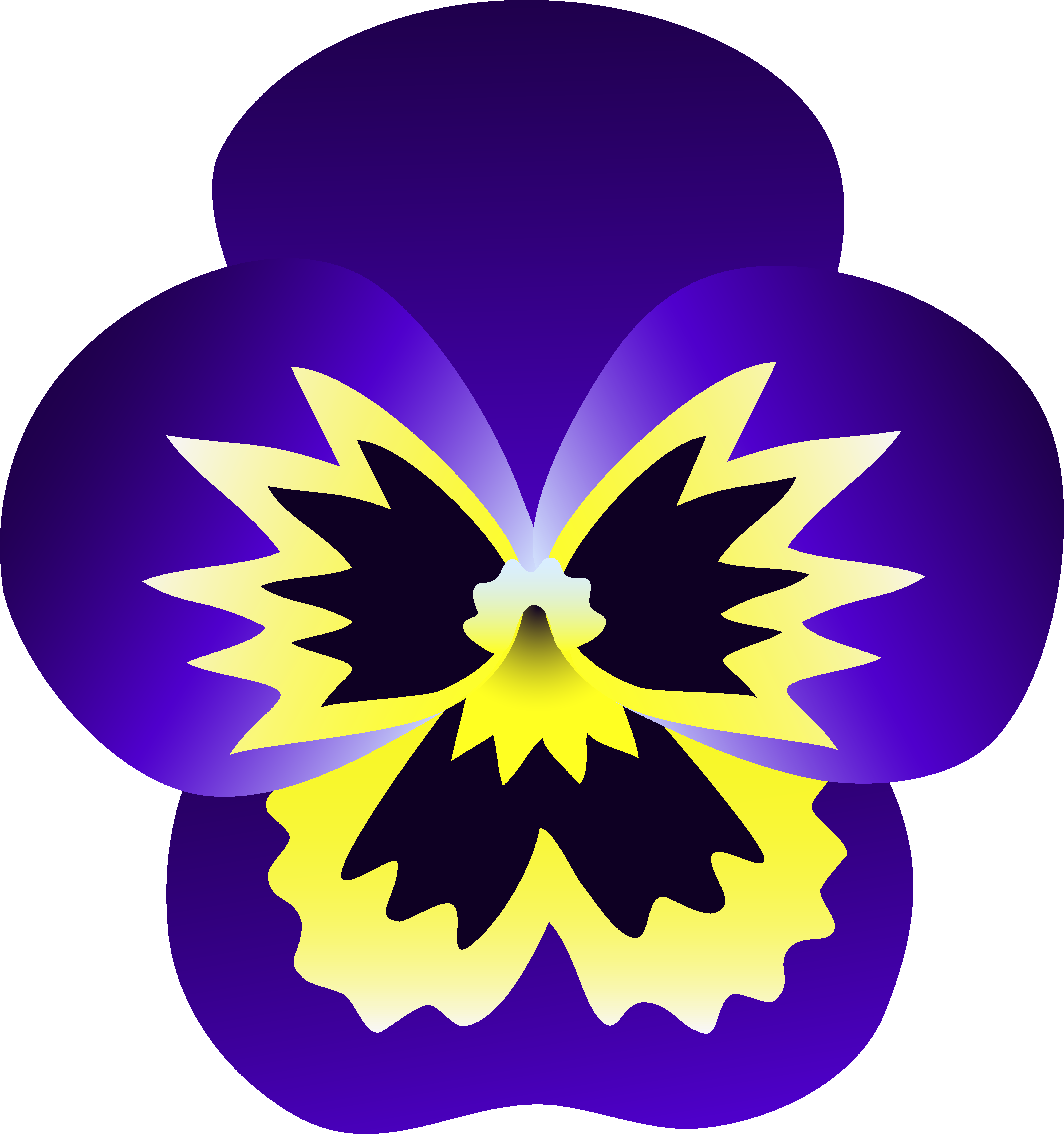 Purple And Yellow Pansy Flower - Pansy Flower Clipart (6114x6516)