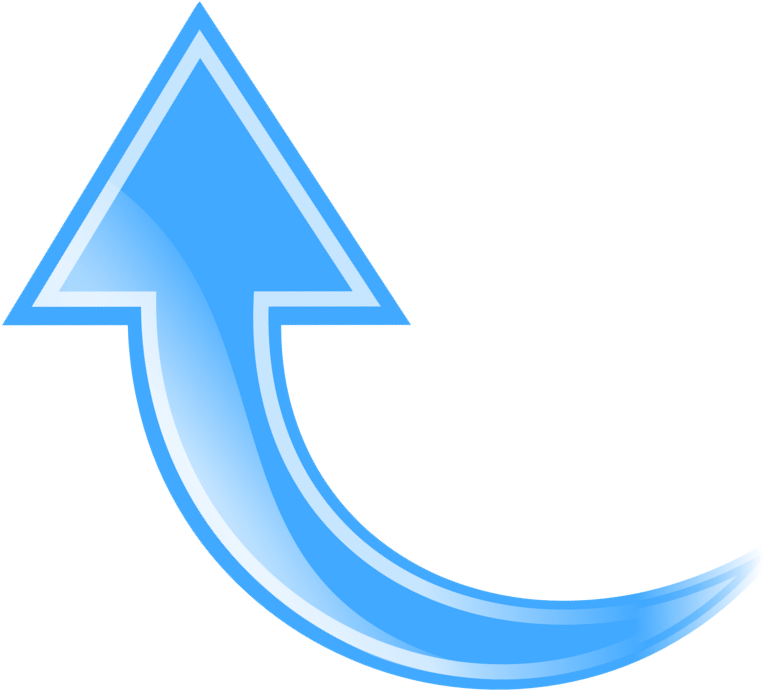 Rounded Arrow Clipart - Curved Blue Arrow Png (858x839)