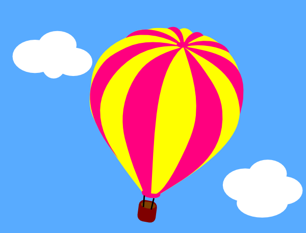 Hot Air Balloon In The Sky With Clouds Clip Art - Hot Air Balloon In The Sky Clipart (600x457)