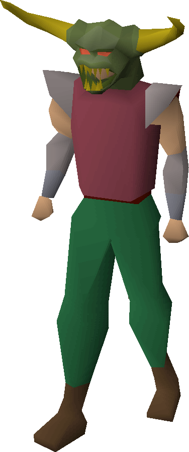 Jungle Demon Mask Equipped - Runescape Blue Party Hat (376x897)