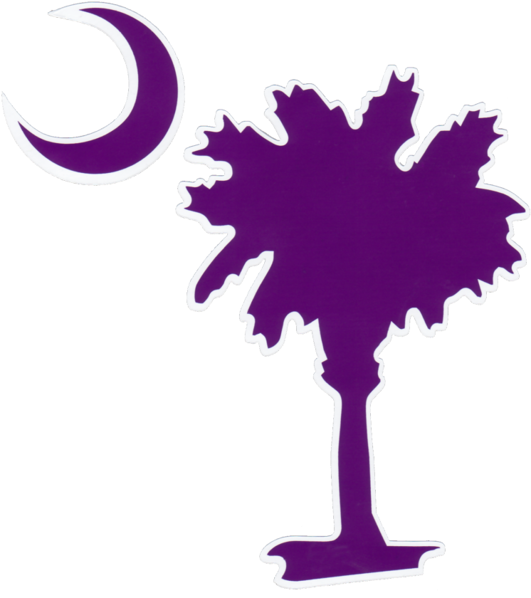 South Carolina Palmetto And Moon Custom Die Cut Decal - South Carolina Palm Tree (768x849)