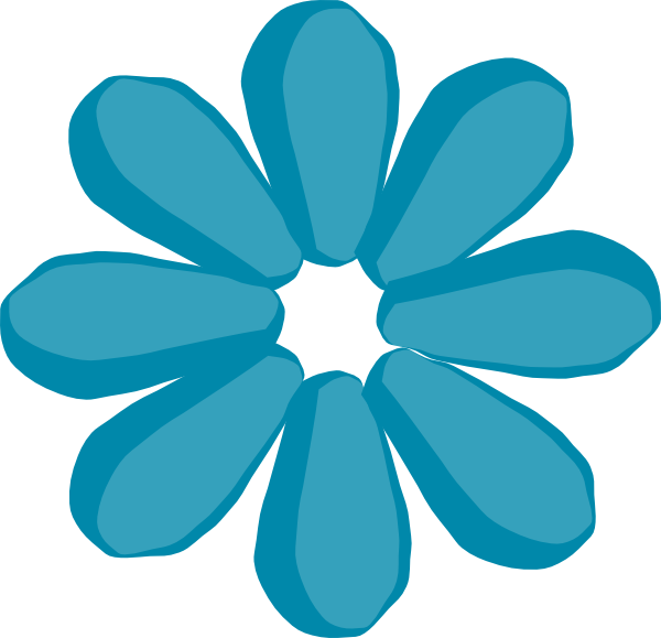 Teal Flower Clip Art - Cartoon Flowers With No Stem (600x579)