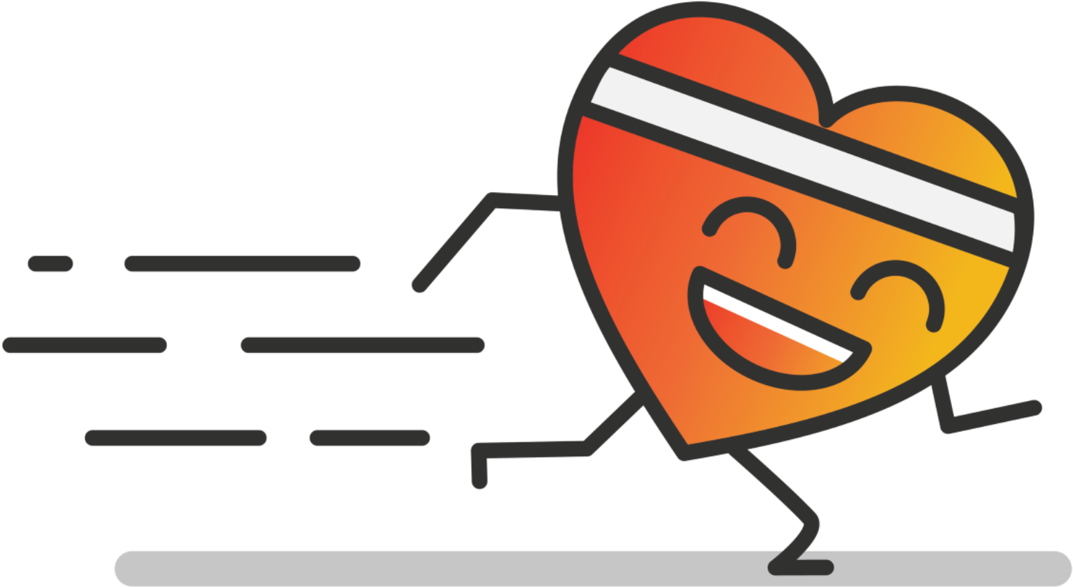 Heart Guy - Running - Running Heart Cartoon Png (1590x914)