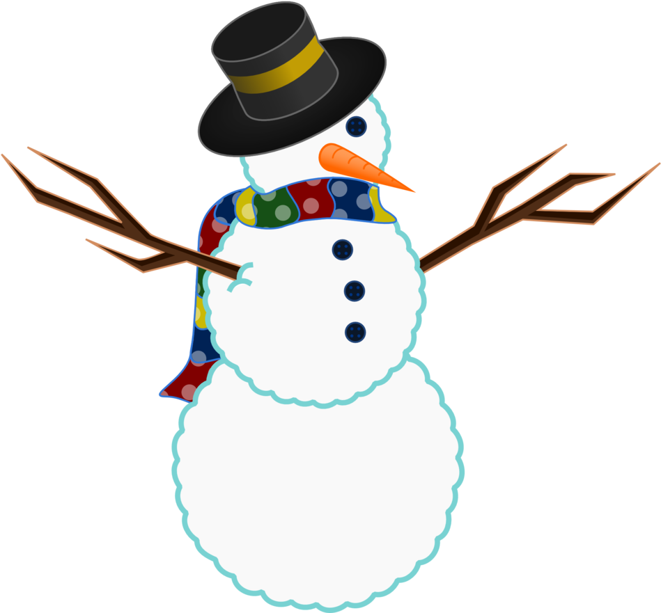 A Scarfed Snowman - Snowman Free Clip Art (958x883)