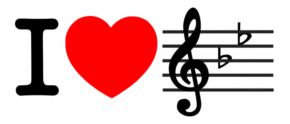 Eu Amo A Musica Sinal Vector Graphics - Love Music Png (1166x500)