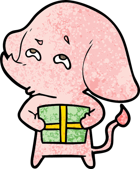 Cartoon Elephant With Gift Remembering - Cartoon Smiley Faces With Teeth (456x550)