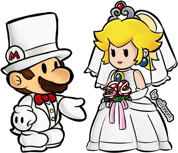 When I Saw Peach Dressed As A Bride In The Odyssey - Paper Mario Y Peach (647x539)