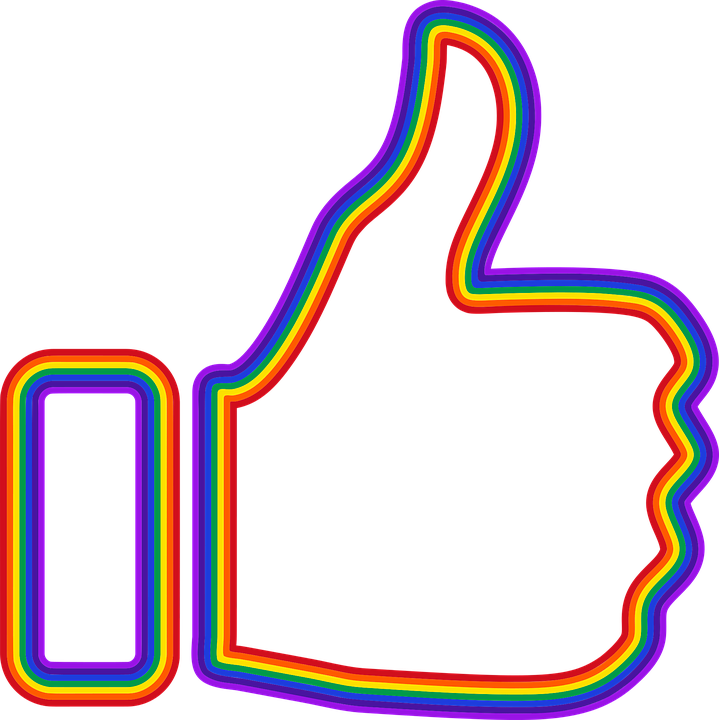 Thumbs Up Clipart Rainbow (719x720)