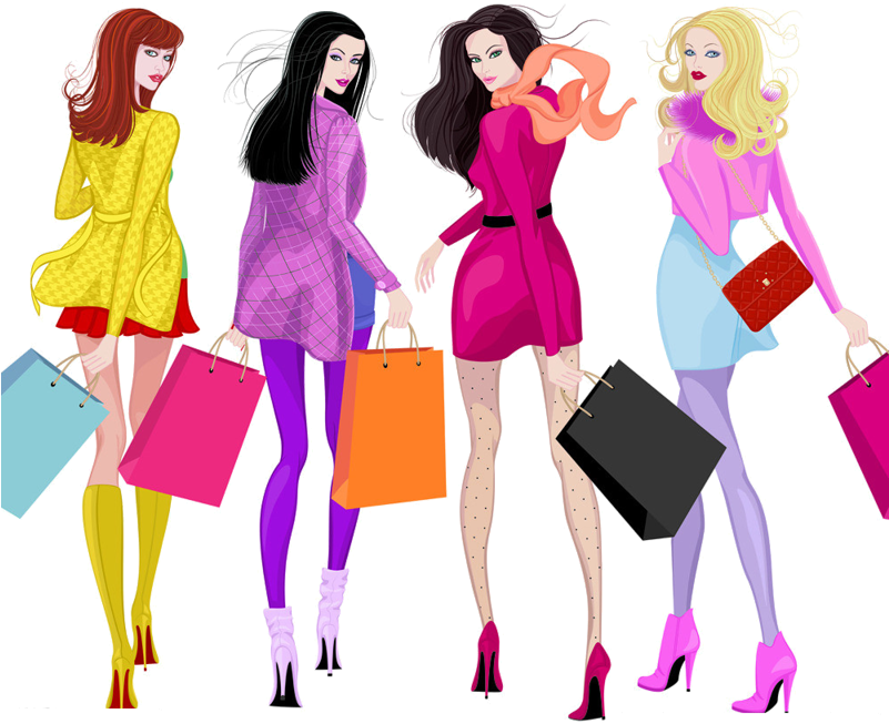 Shopping Woman Clip Art - Boutique Clothing Cartoon (800x680)
