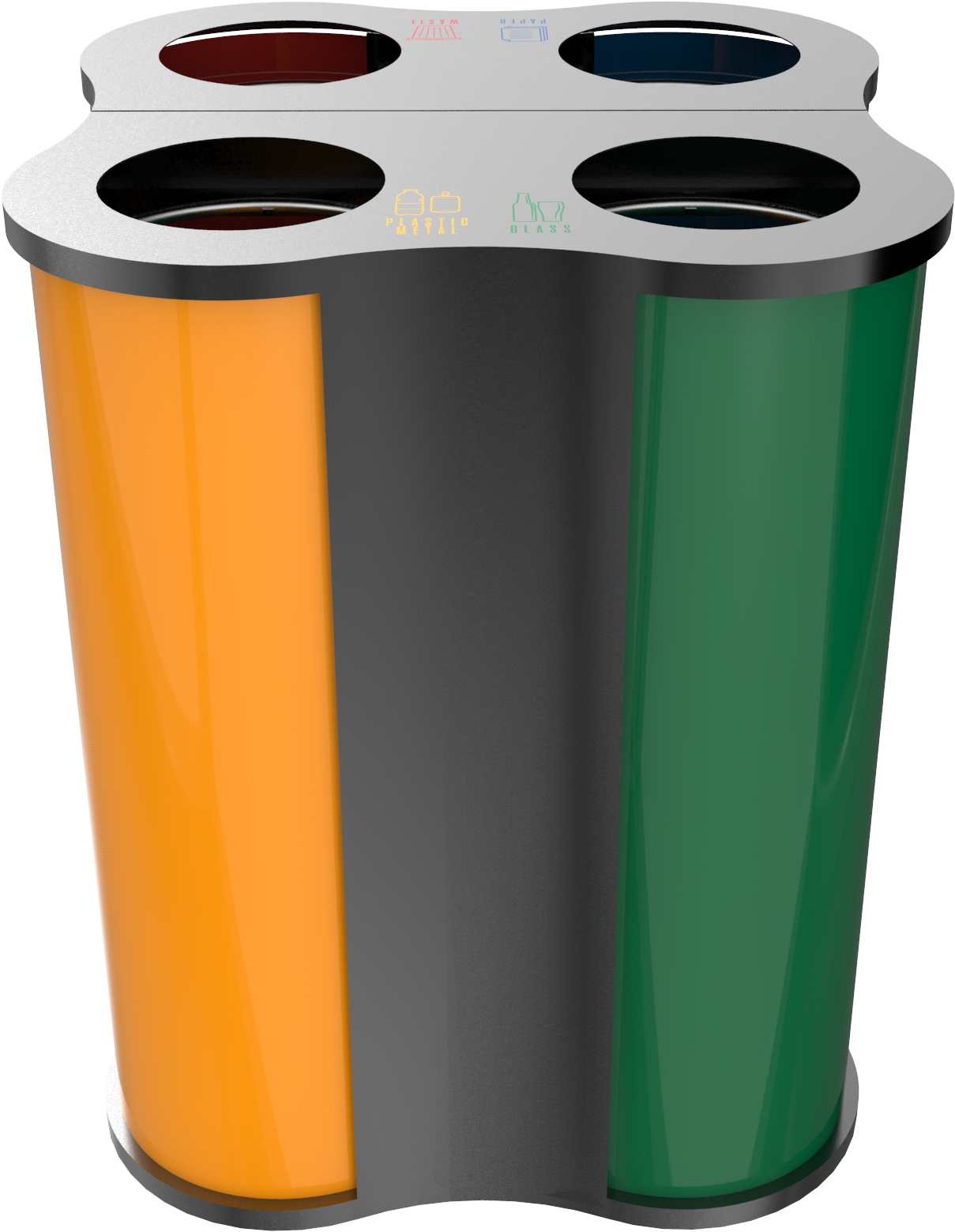 Modern Powder Coated Metal Recycle Bin Island - Plastic (2000x2000)