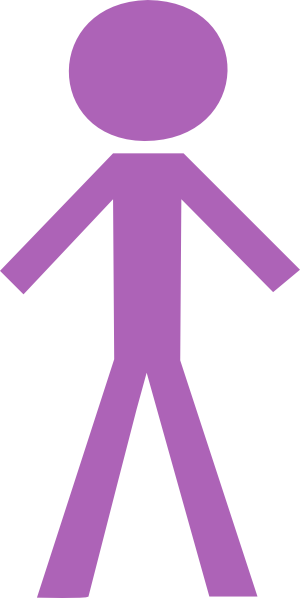 Purple Stick Man Clip Art - Stick Figure Transparent Background (300x598)