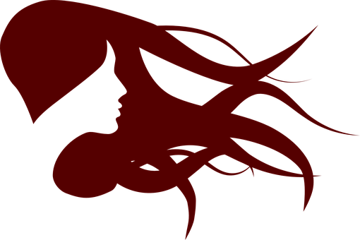 Woman Silhouette Design Lady Hair Elegance - Flowing Hair Clipart (510x340)