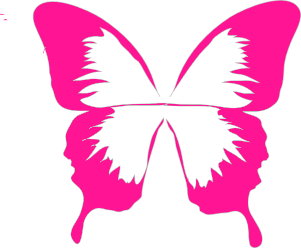Pink And Brown Butterfly Clip Art - Butterfly Stencil (600x495)