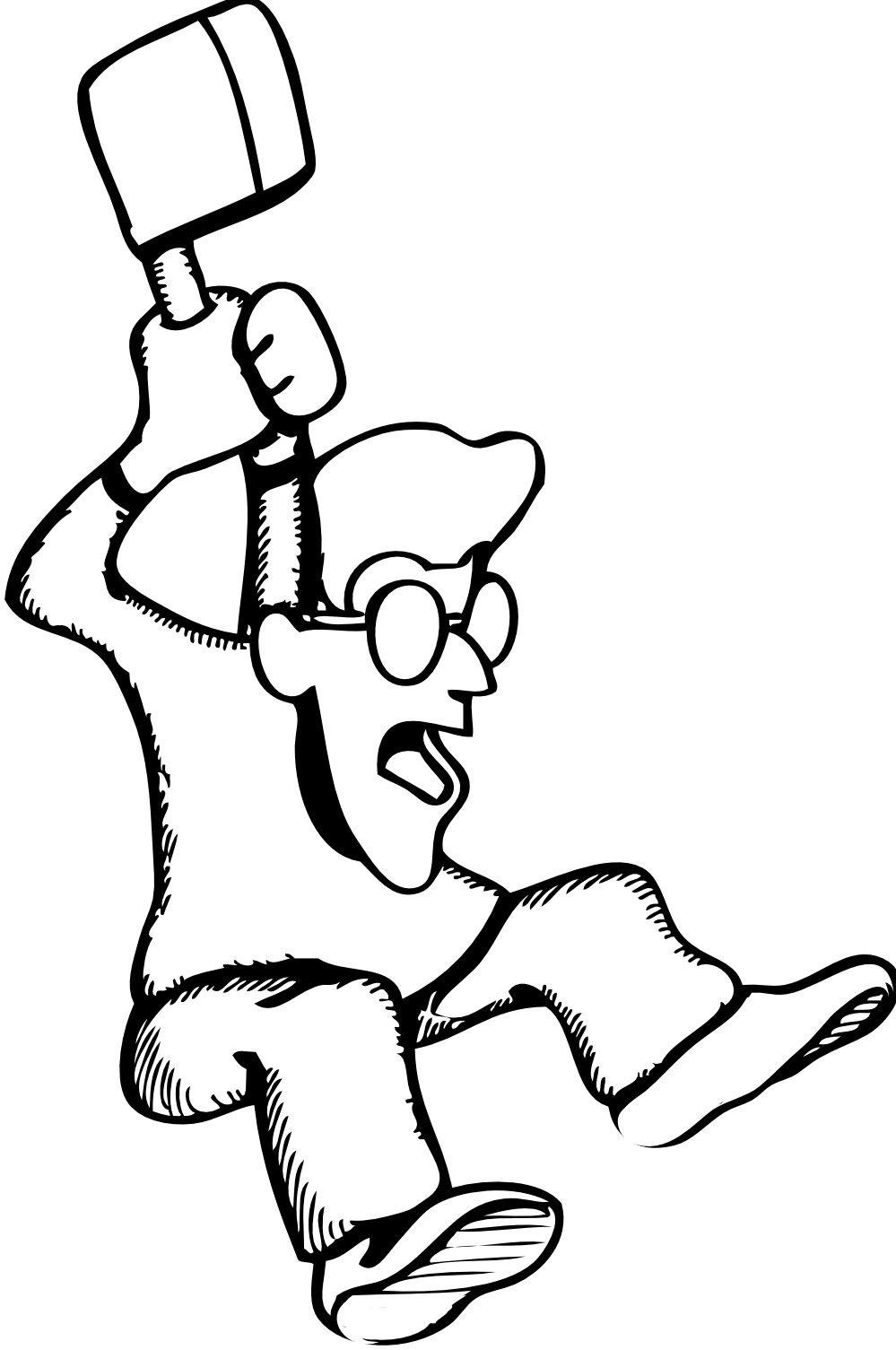 Angry Guy With Axe 2 Black White Line Art 999px 136 - Guy With Axe Png (999x1505)