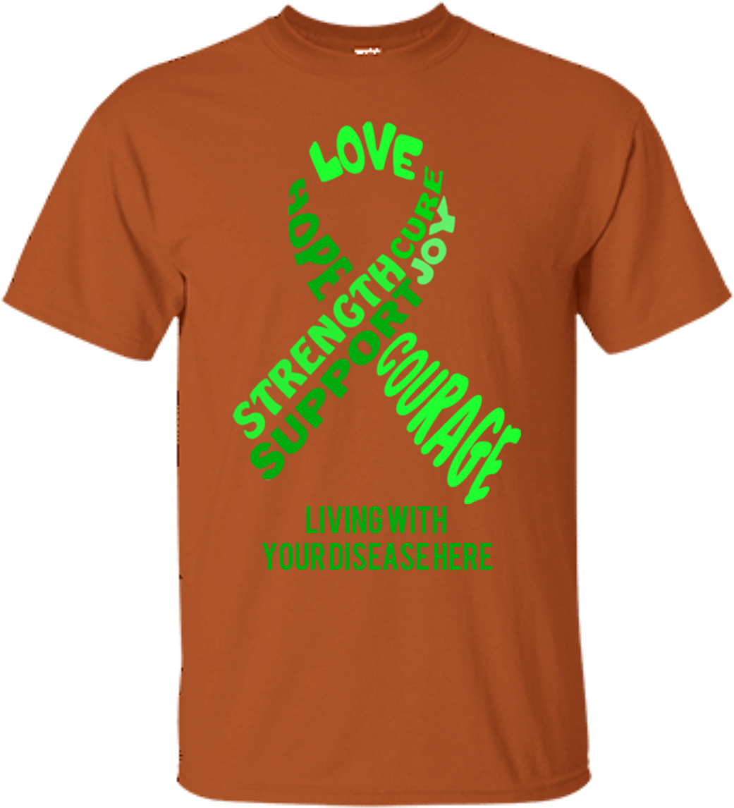 Customizable Green Awareness Ribbon With Words Unisex - T-shirt (1155x1155)