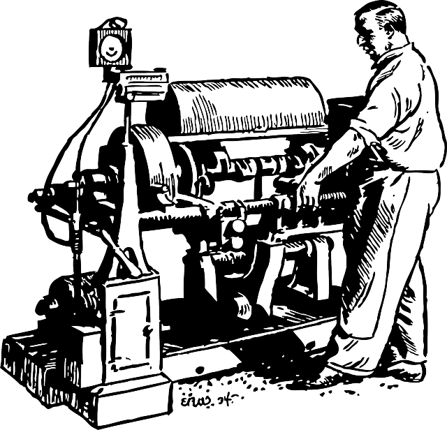 Working Outline, Man, Male, Automatic, Machine, Work, - Manufacturing Clipart Black And White (640x616)