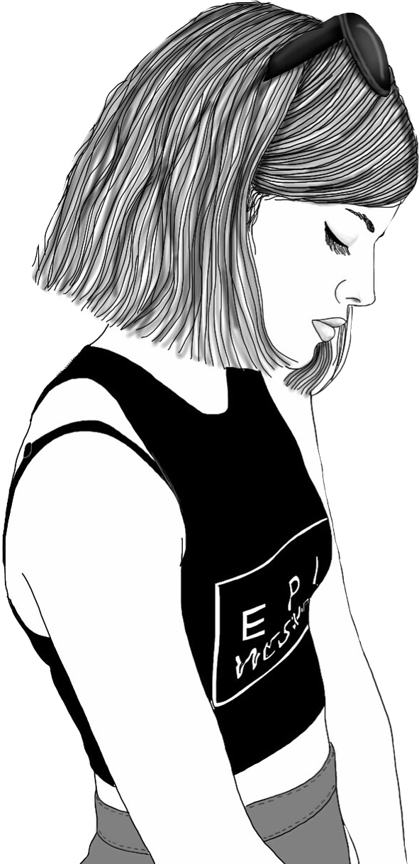 Report Abuse - Girl Cartoon Drawing Black And White (797x1239)