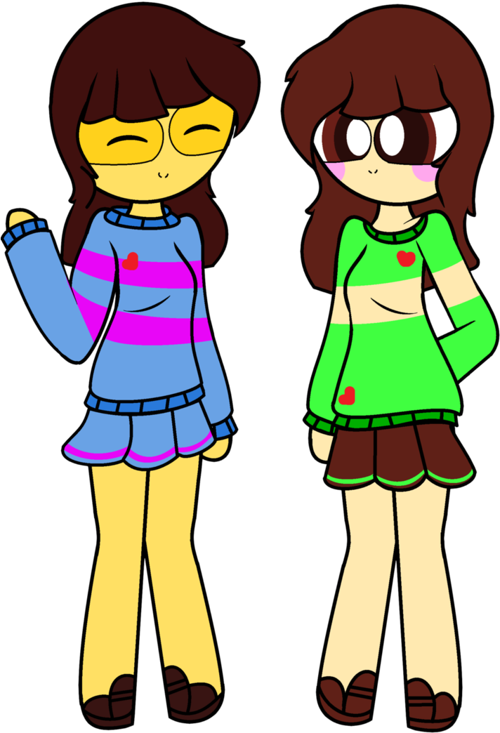 Happy Frisk And Happy Chara - Happytale Chara (729x1095)