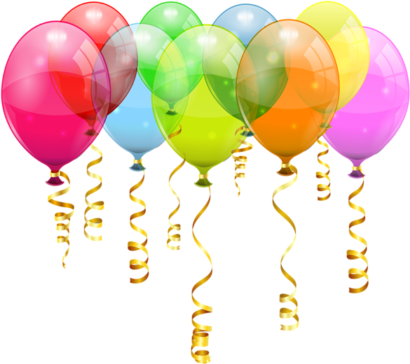Colorful Balloon Bunch Png Clipart Image - Birthday Balloons Clipart Png (600x533)