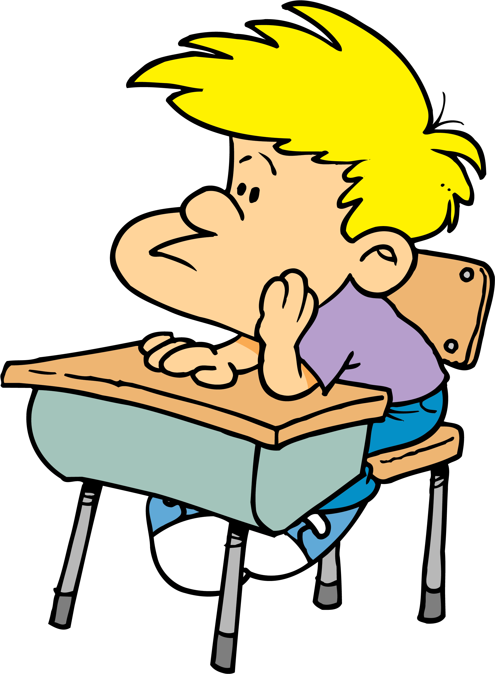 Bored Student Sitting At Desk Clipart - Pay Attention Clip Art (2000x2714)
