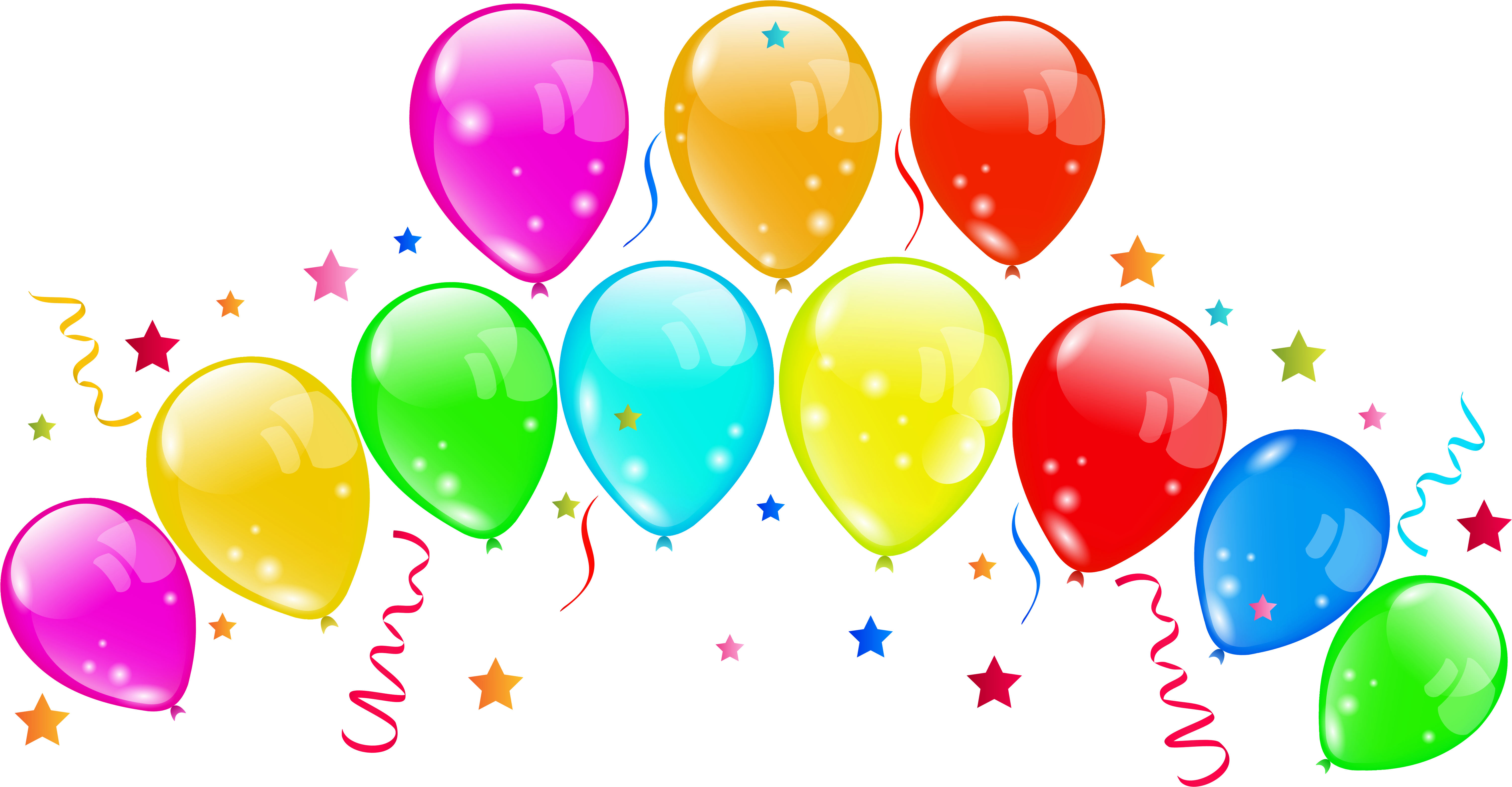 Decorative Balloons Png Clipart Image - Balloons Png (6378x3334)