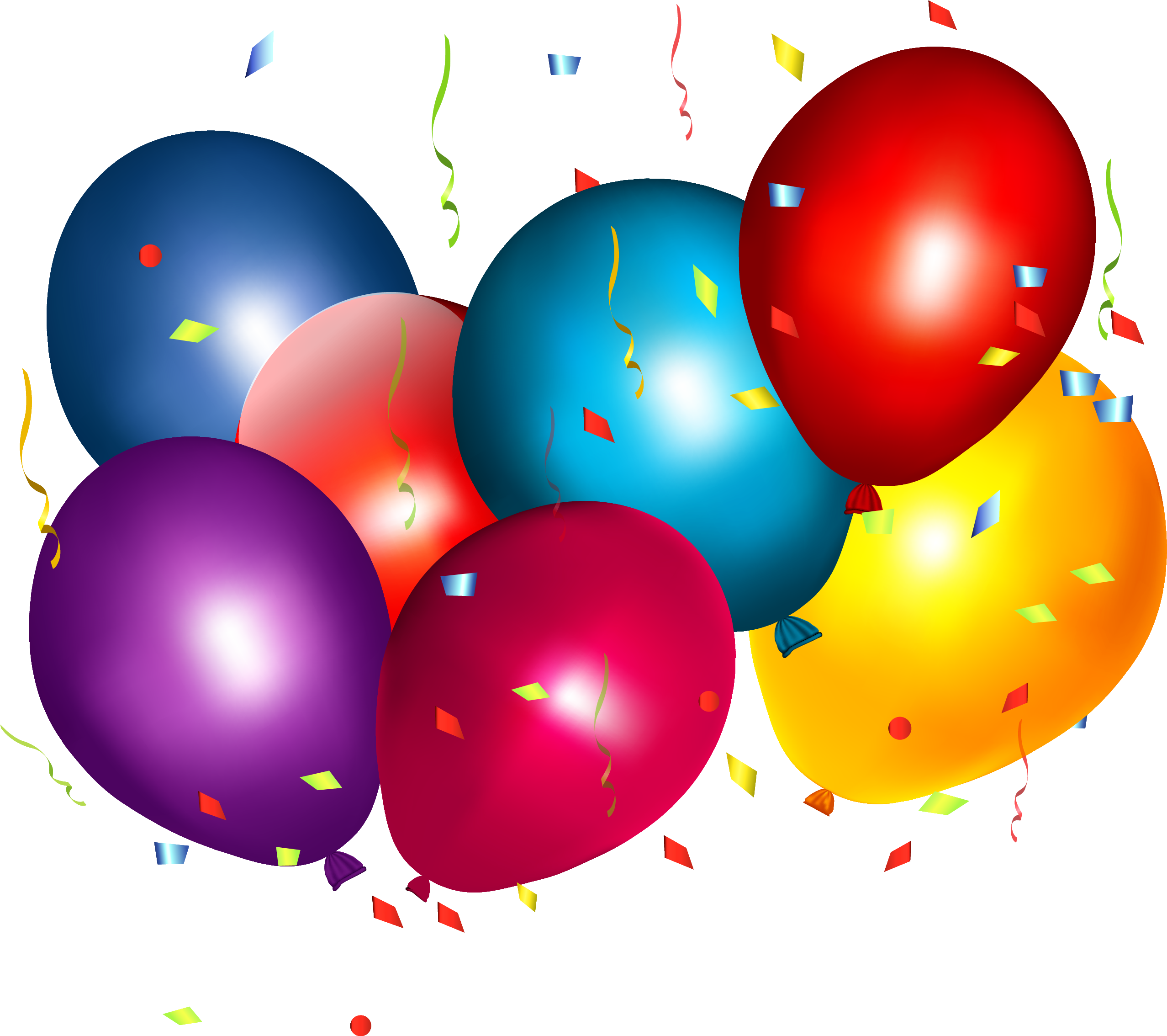 Balloon Clipart Nine - Balloons And Confetti Clipart (2880x2374)