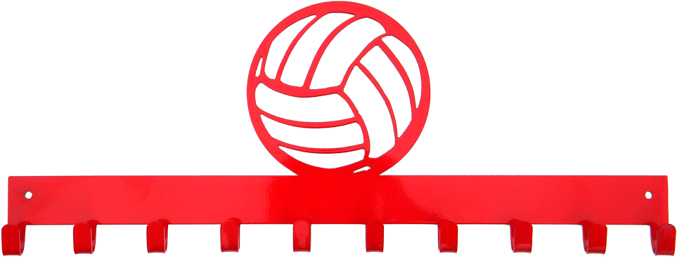 Volleyball Red 10 Hook Medal Display Hanger - Volleyball Red 10 Hook Medal Display Hanger (1000x400)