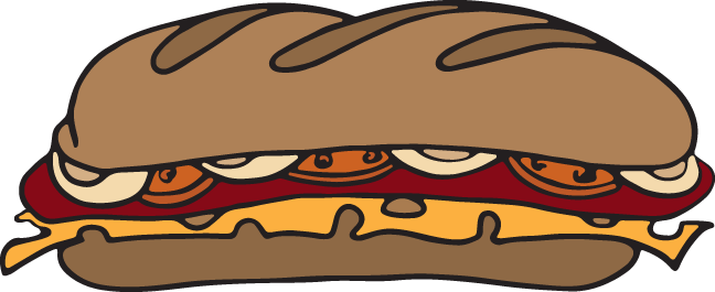 Sub Sandwich - Sandwich Black And White Png (648x265)