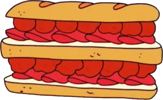 Pin Meatball Sub Clip Art - Regular Show Death Sandwich (530x326)