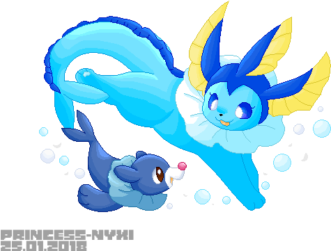Popplio And Vaporeon (554x386)