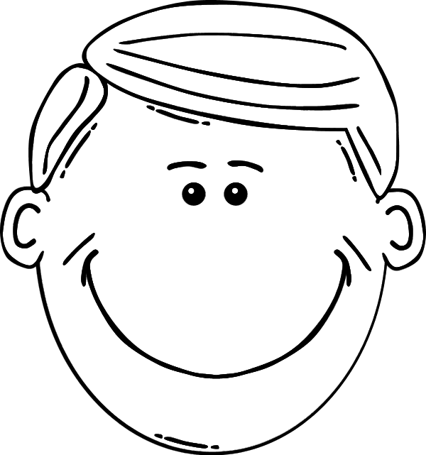 Boy Face Smile Blonde Clipart - Cartoon Face Black And White (600x641)