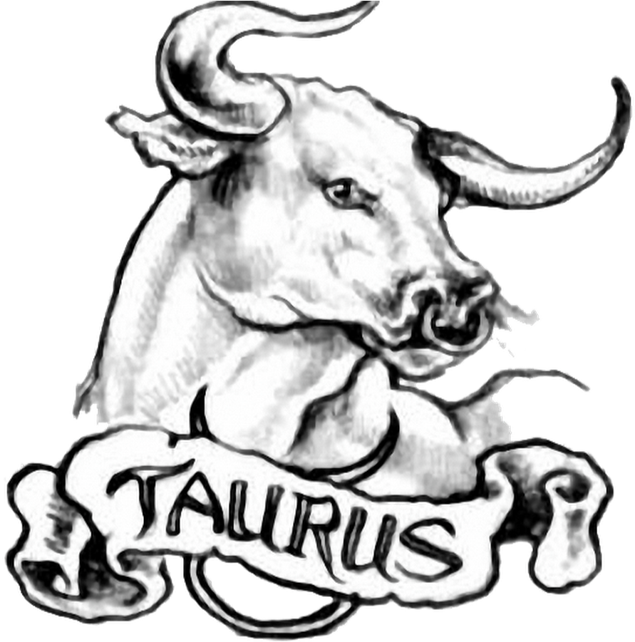 Black And Grey Taurus Head With Banner Tattoo Design - Taurus Tattoo (900x900)
