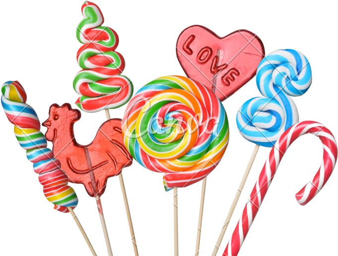 Colorful Lollipops - Spiral Lollipops On Transparent Background (800x548)