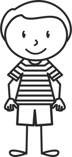Little Boy With Striped Shirt Stamp - Stick Figure Wearing Shirt (274x599)